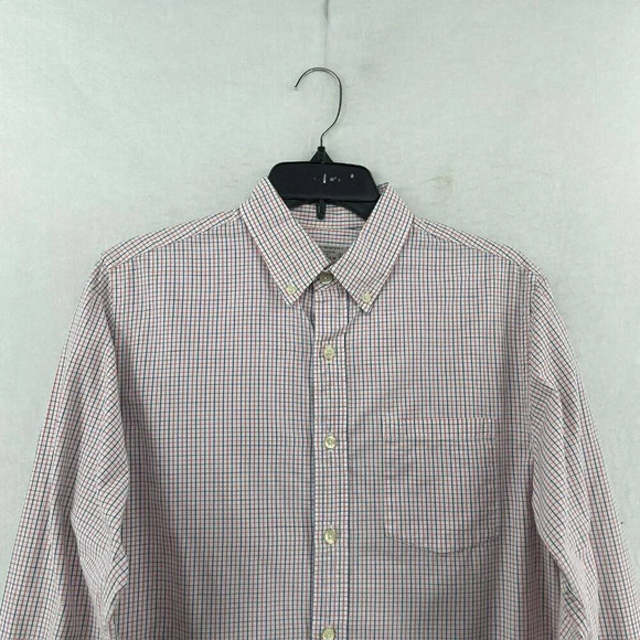 J.Crew Button-Down Shirt Men's Sz S Blue Red Windowpane Collared Chest Pocket - Picture 6 of 11